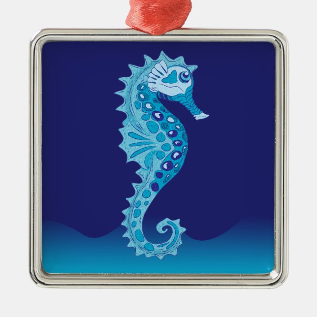 Aqua Seahorse Ornaments (Front)