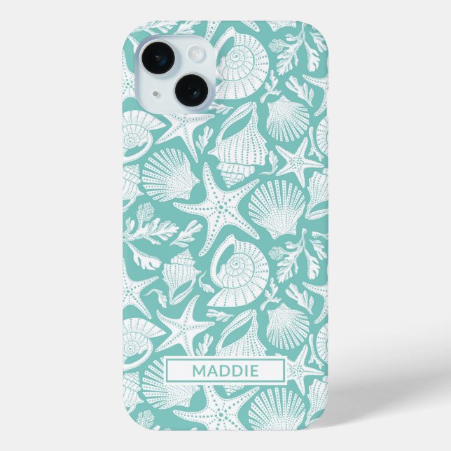 Aqua Shells Personalised Case-Mate iPhone Case (Back)
