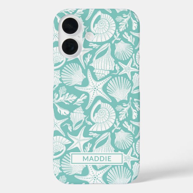Aqua Shells Personalised Case-Mate iPhone Case (Back)