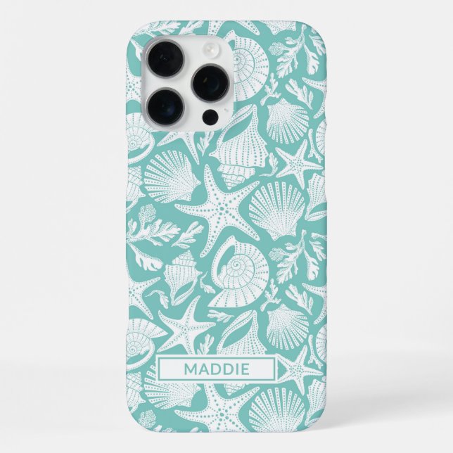 Aqua Shells Personalised iPhone Case (Back)