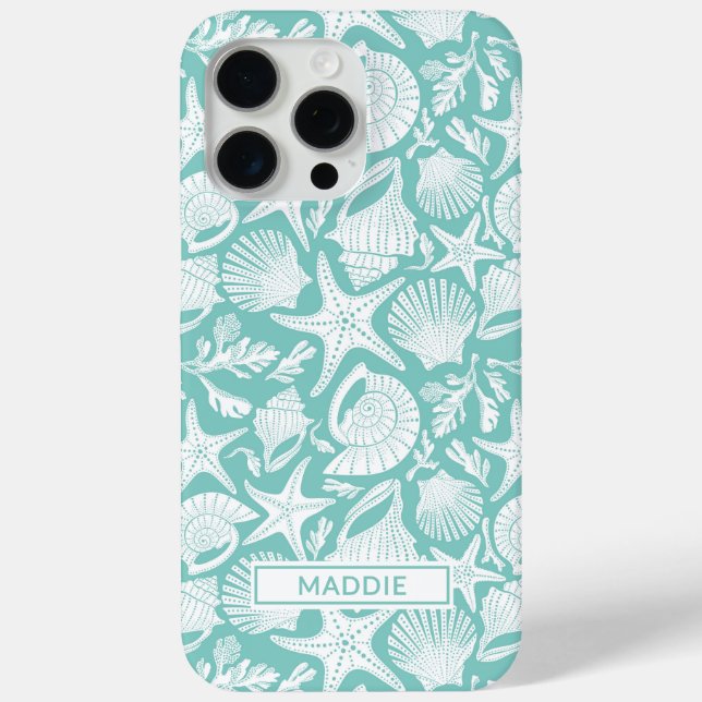 Aqua Shells Personalized Case-Mate iPhone Case (Back)
