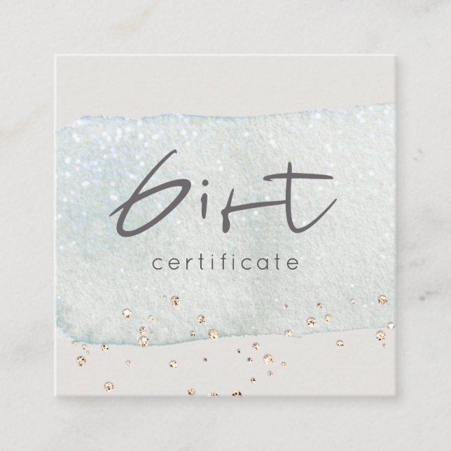 Aqua Silver Brush Stoke Logo Gift Certificate (Front)