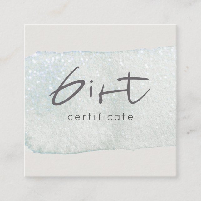 Aqua Silver Brush Stoke Logo Gift Certificate (Front)