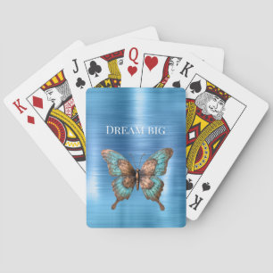 Aqua Silver Snake Print Playing Cards