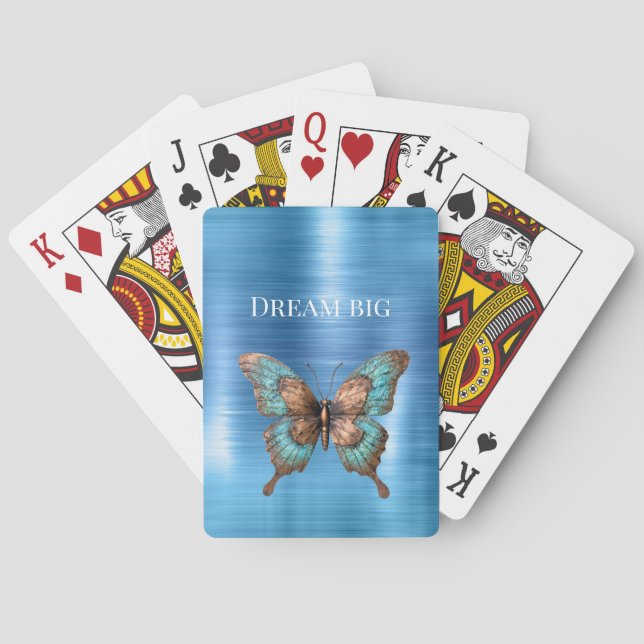 Aqua Silver Snake Print Playing Cards (Back)