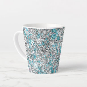 Aqua Silver Unicorn Glitter Sparkle Birthday  Latte Mug