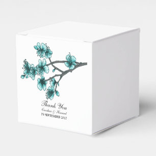 Aqua Simple Cherry Blossoms Favour Boxes