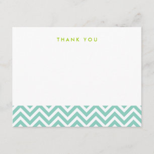 Aqua Simple Chevron Thank You Note Cards