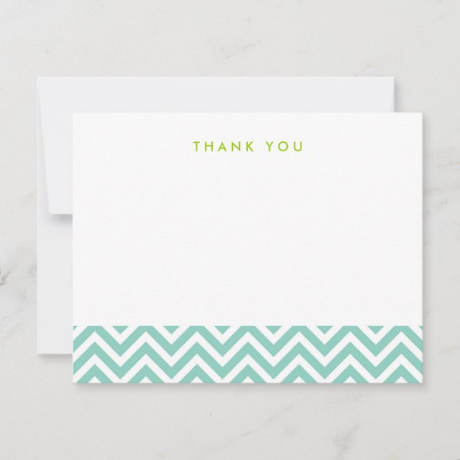 Aqua Simple Chevron Thank You Note Cards (Front)