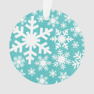 Aqua Snowflake Pattern Acrylic Ornament
