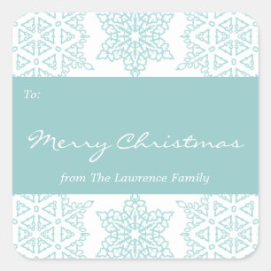 Aqua Snowflakes Christmas Holiday Gift Tag