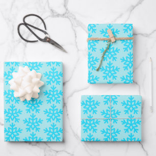 Aqua Snowflakes Cute Wrapping Paper Sheet