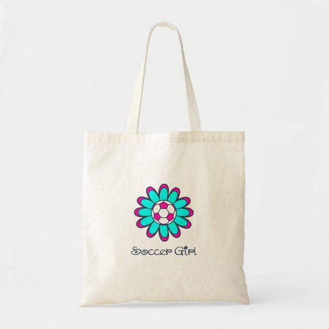 Aqua Soccer Girl Tote Bag (Front)