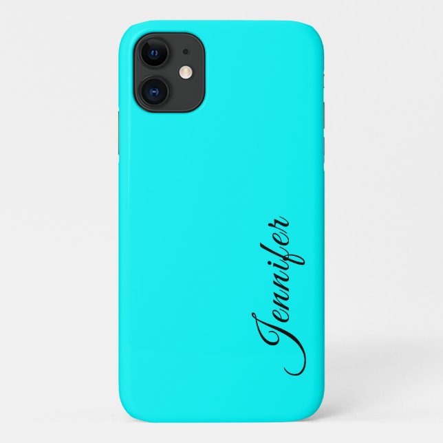Aqua Solid Colour | Minimalist Elegant Name Case-Mate iPhone Case (Back)