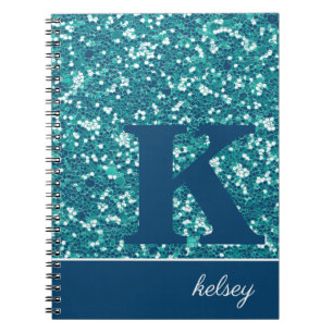 Aqua Sparkles Personalised Notebook