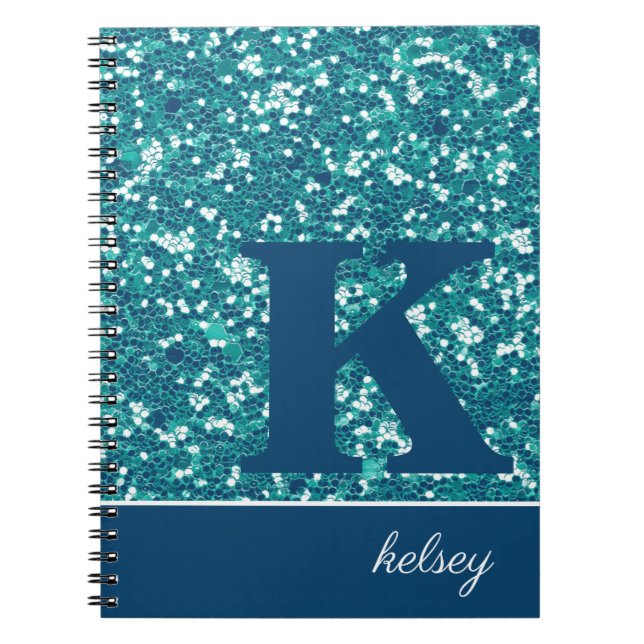 Aqua Sparkles Personalised Notebook (Front)