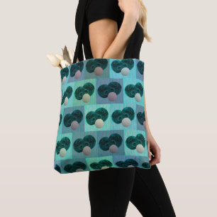 Aqua Speckled Lawn Bowls Checked Pattern, Tote Bag