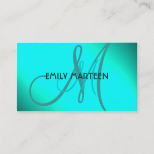 Aqua splash colourful monogram custom cards