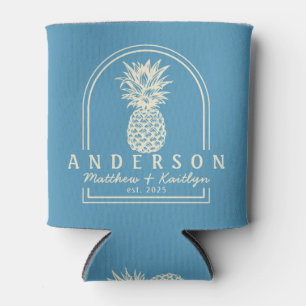 Aqua Splash Pineapple Wedding Arch & Name Can Cooler