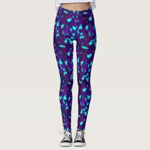 Aqua Splotches on Deep Purple Leggings