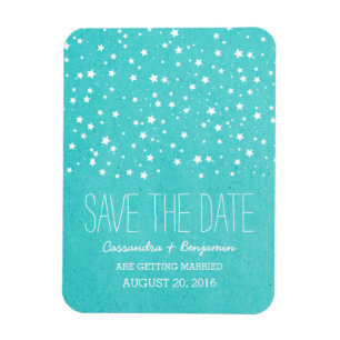 Aqua Starry Night Save the Date Premium Magnet