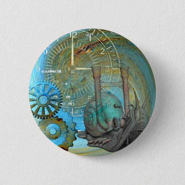 Aqua Steam Snail Traveller 6 Cm Round Badge (Front)