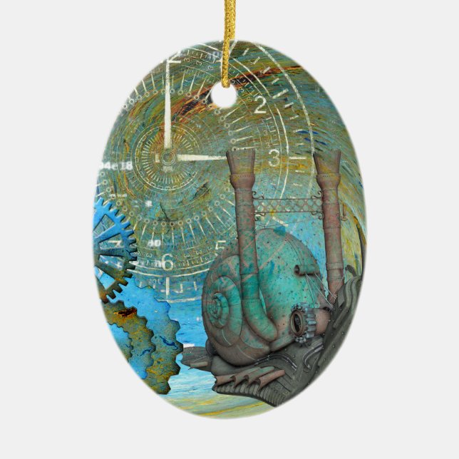 Aqua Steam Snail Traveller Ceramic Tree Decoration (Front)