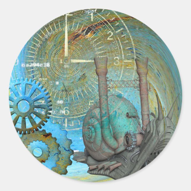 Aqua Steam Snail Traveller Classic Round Sticker (Front)