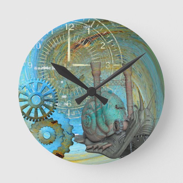 Aqua Steam Snail Traveller Round Clock (Front)