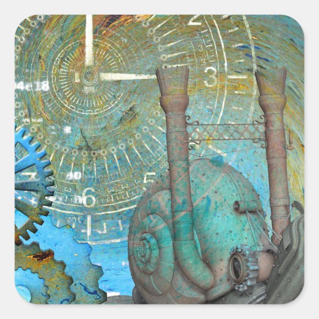 Aqua Steam Snail Traveller Square Sticker (Front)