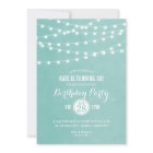 Aqua String Lights Birthday Party Invitation