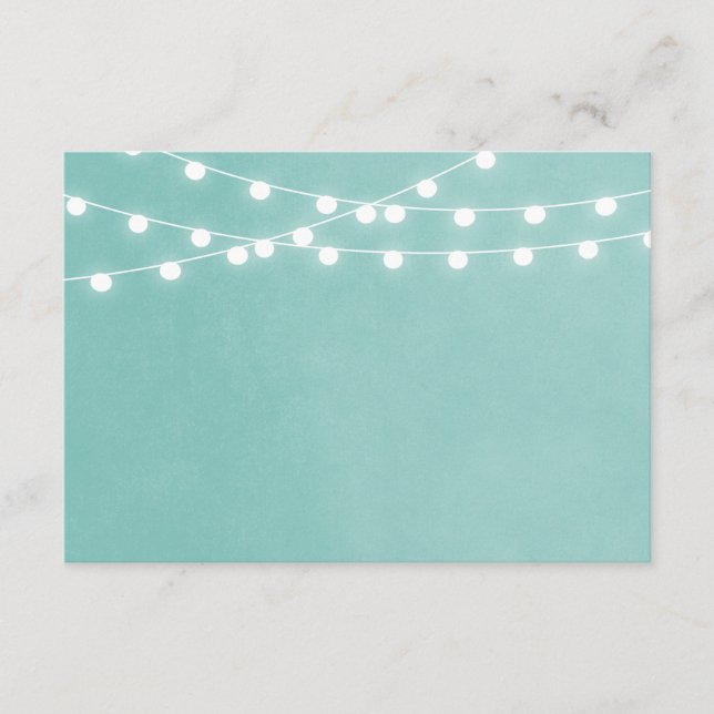 Aqua String Lights Wedding Insert Card (Front)