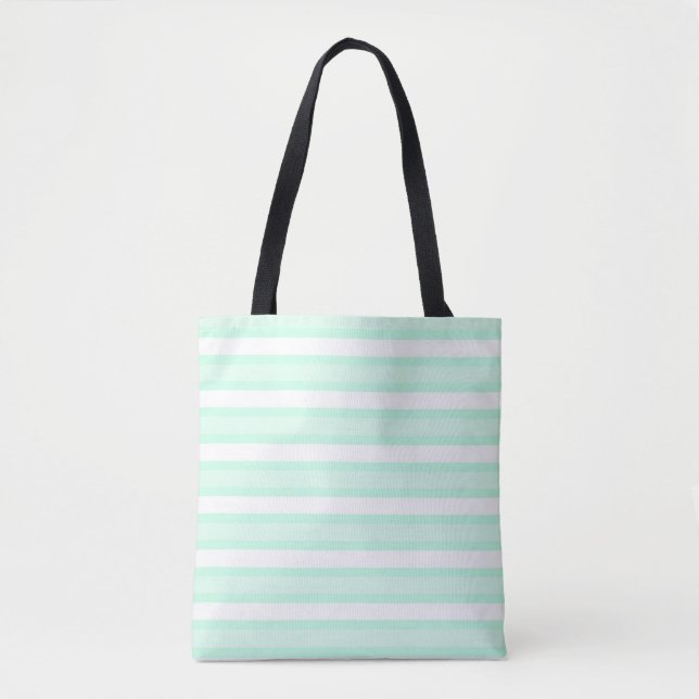 Aqua Stripe all over tote Bag (Front)