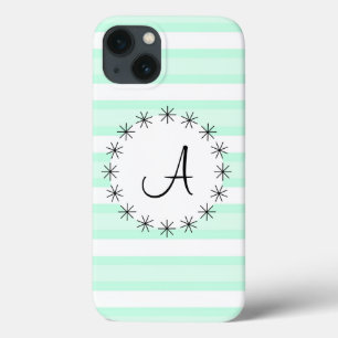 Aqua Stripe 'Monogram' iPad Mini case