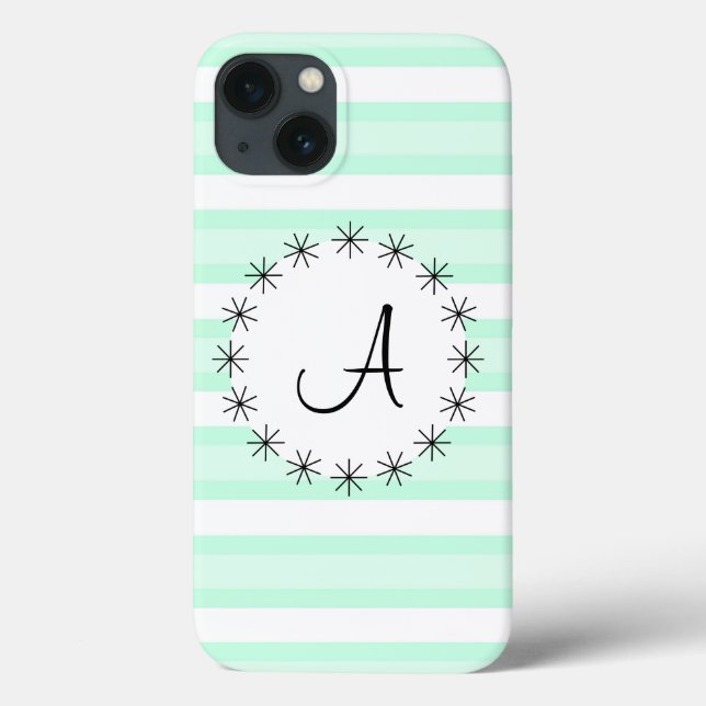 Aqua Stripe 'Monogram' iPad Mini case (Back)