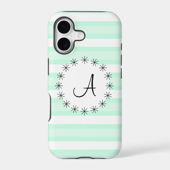 Aqua Stripe 'Monogram' iPhone case (Back)