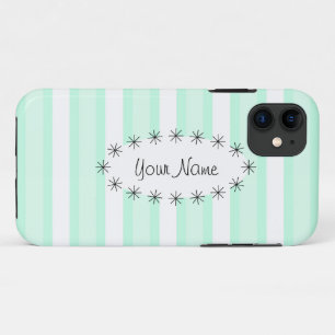 Aqua Stripe oval star 'Name' iPhone case