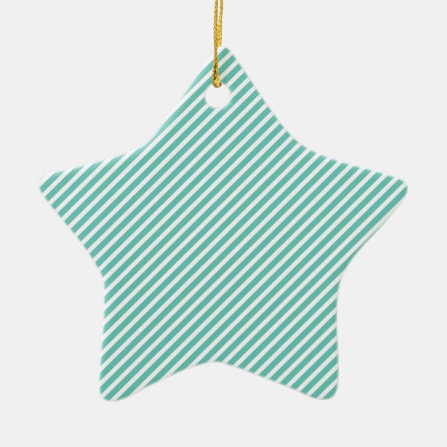 Aqua Stripes Ceramic Tree Decoration (Front)