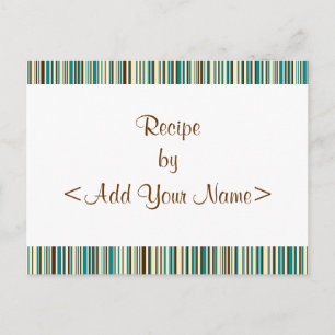 Aqua Stripes Recipe Cards 4 x 6