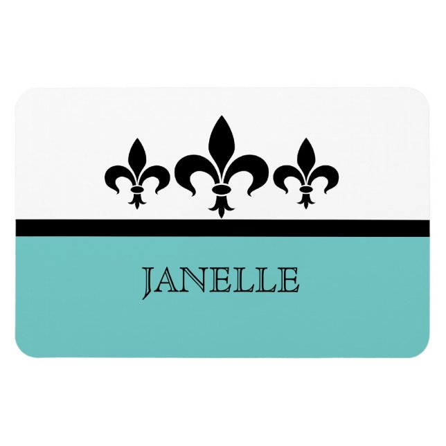 Aqua Swanky Fleur De Lis Flexi Magnet (Horizontal)