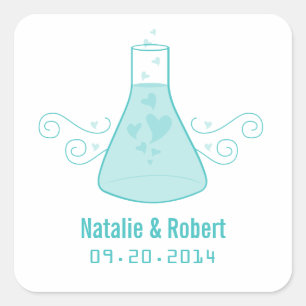 Aqua Sweet Chemistry Wedding Stickers