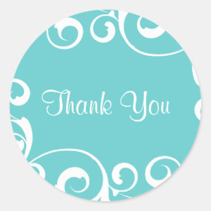 Aqua Swirl Thank You Sticker