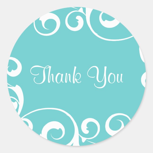 Aqua Swirl Thank You Sticker (Front)