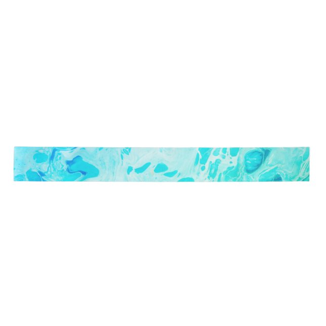 Aqua Swirls Shades of Blue Green Satin Ribbon (Front)