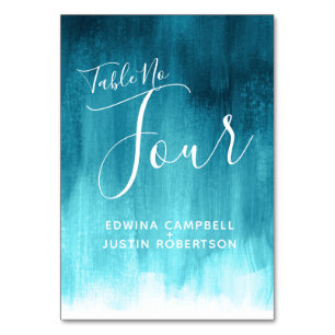 Aqua teal abstract modern art table number four