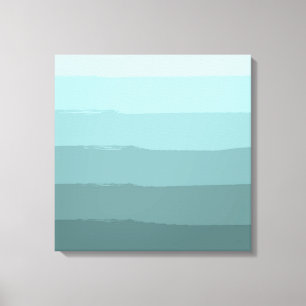 Aqua Teal Abstract Stripes Canvas Print