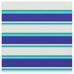 Aqua, Teal, Beige, Dark Blue, and Light Sea Green Fabric