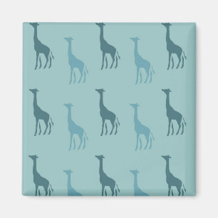 Aqua Teal Blue Animal Giraffes Magnet