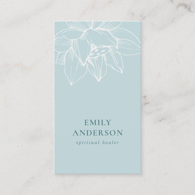 AQUA TEAL BLUE LOTUS SIMPLE REIKI SPIRITUAL HEAL BUSINESS CARD (Front)
