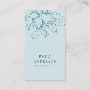 AQUA TEAL BLUE LOTUS SIMPLE REIKI SPIRITUAL HEAL BUSINESS CARD